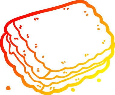 Bir insan tarafından çizilmiş bir bisküvinin sıcak çizgi çizimi