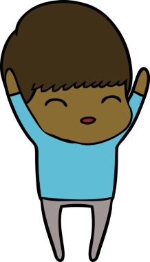 Bir insan tarafından çizilmiş mutlu çizgi film çocuğu.