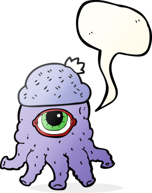 Bir insan tarafından çizilmiş serbest konuşma balonu çizilmiş bir uzaylı şapkası.