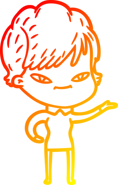 Bir insan tarafından çizilmiş mutlu bir kadının çizgi çizimi.