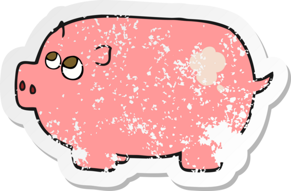 Bir insan tarafından çizilmiş domuz kumbarasının gerilimli çıkartması.