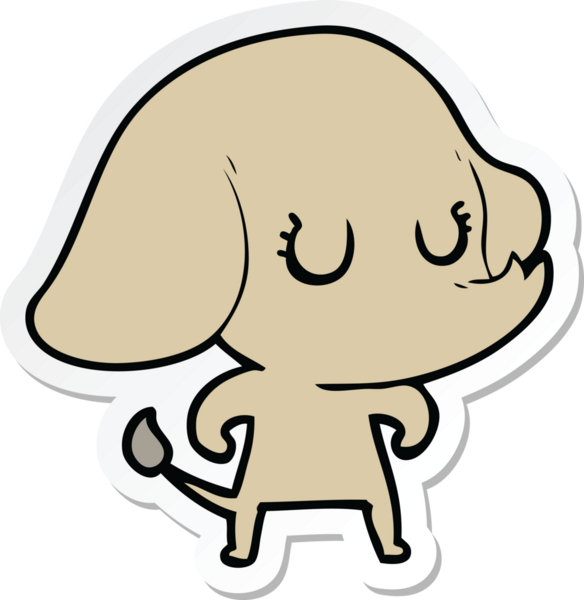 Bir insan tarafından çizilmiş şirin bir fil çıkartması.