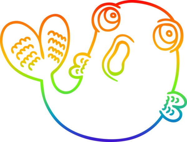 gökkuşağı gradyan çizgisi bir insan tarafından çizilmiş karikatür balığı çizimi