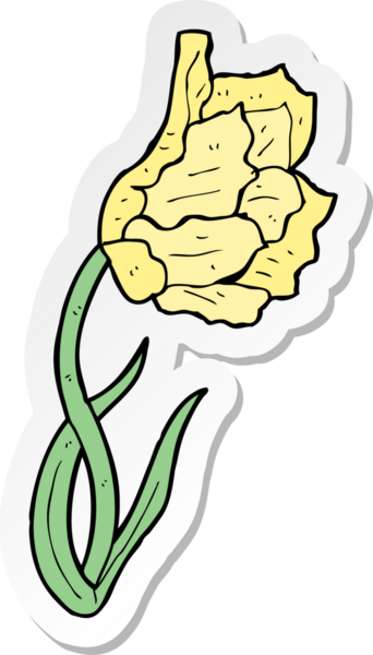 Bir insan tarafından çizilmiş karikatür çiçeğinin çıkartması.