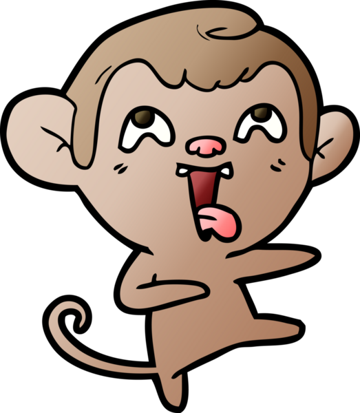 Bir insan tarafından çizilmiş çılgın çizgi film maymunu