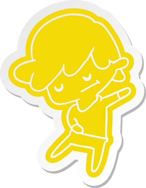 Bir kawaii 'nin insan tarafından çizilmiş şirin bir çocuk çıkartması.