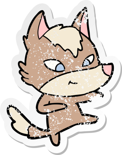 Bir insan tarafından çizilmiş dost canlısı bir kurt filminin sıkıntılı çıkartması.