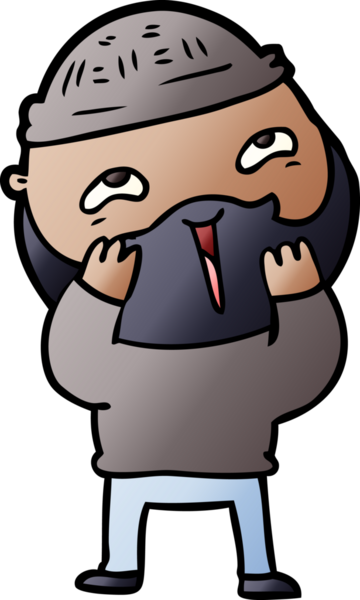 Bir insan tarafından çizilmiş mutlu sakallı bir adam.