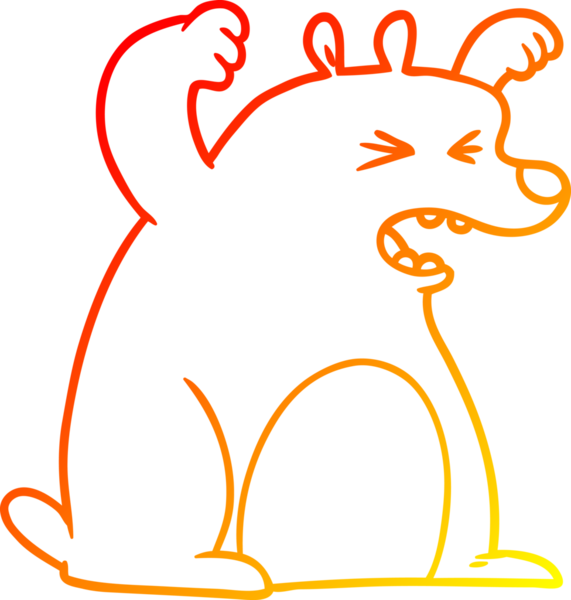 Bir insan tarafından çizilen kükreyen bir ayının sıcak çizgi çizimi