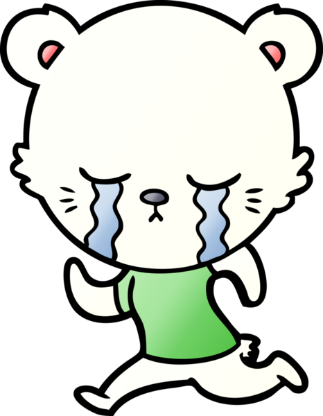 Bir insan tarafından çizilmiş üzgün küçük kutup ayısı çizgi filmi.