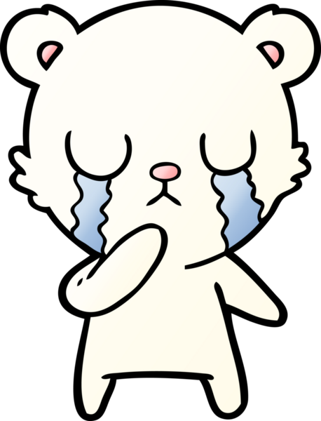 Bir insan tarafından çizilmiş ağlayan kutup ayısı çizgi filmi.