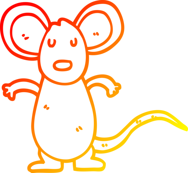 Bir insan tarafından çizilen çizgi film faresinin sıcak çizgi çizimi