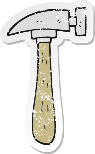 Bir insan tarafından çizilmiş bir karikatür çekiçinin gerilimli yapıştırması.