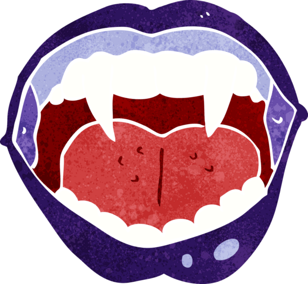 Bir insan tarafından çizilmiş vampir ağzı.