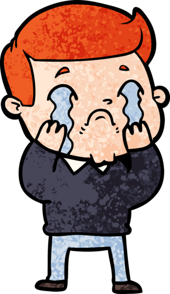 Bir insan tarafından çizilmiş ağlayan çizgi film adamı.