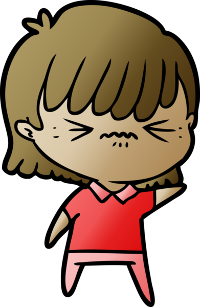 Bir insan tarafından çizilmiş kızgın çizgi film kızı.