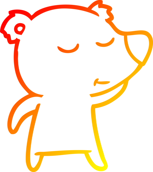 Bir insan tarafından çizilmiş mutlu çizgi film ayısının sıcak çizgi çizimi