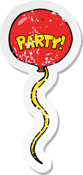 Bir insan tarafından çizilmiş bir karikatür parti balonunun gerilimli etiketi.
