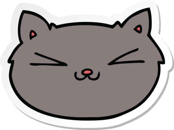 Bir insan tarafından çizilmiş mutlu çizgi film kedisinin çıkartması.