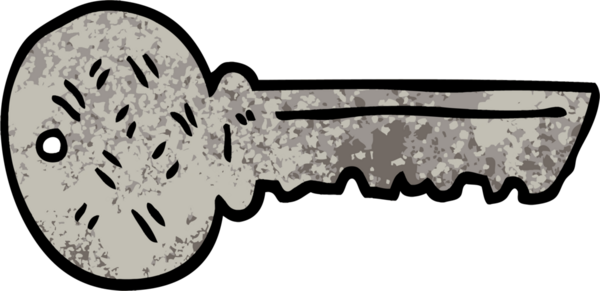 grunge desenli çizim çizgi film anahtarı bir insan tarafından çizildi