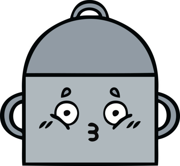 Bir insan tarafından çizilmiş güzel bir yemek tenceresi karikatürü.