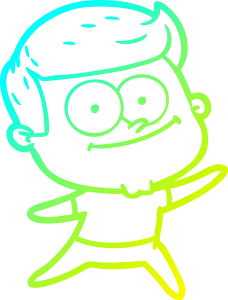 Bir insan tarafından çizilmiş mutlu bir adamın soğuk çizgi çizimi.