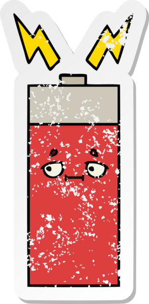 Bir insan tarafından çizilmiş şirin bir karikatür bataryasının sıkıntılı çıkartması.