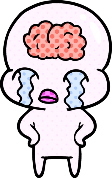 Bir insan tarafından çizilmiş koca beyinli bir uzaylı ağlaması.