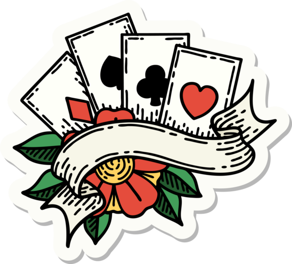 Geleneksel kart stili ve bir insan tarafından çizilmiş dövme çıkartması.