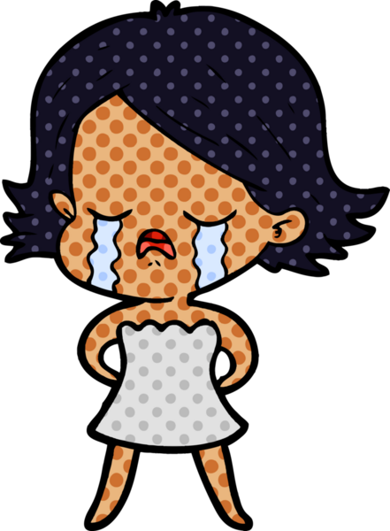 Bir insan tarafından çizilmiş ağlayan çizgi film kızı.