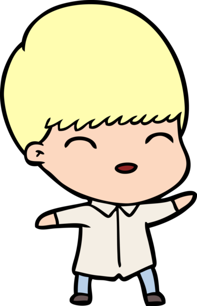 Bir insan tarafından çizilmiş mutlu çizgi film çocuğu.