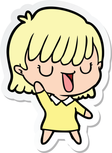 Bir insan tarafından çizilmiş bir karikatür kadının çıkartması.