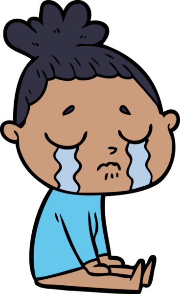 Bir insan tarafından çizilmiş ağlayan kadın çizgi filmi.