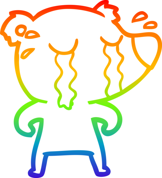 Gökkuşağı gradyan çizgi çizimi bir insan tarafından çizilmiş ağlayan ayı