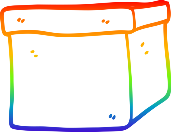 Bir insan tarafından çizilmiş karton bir kutunun gökkuşağı gradyanı çizimi