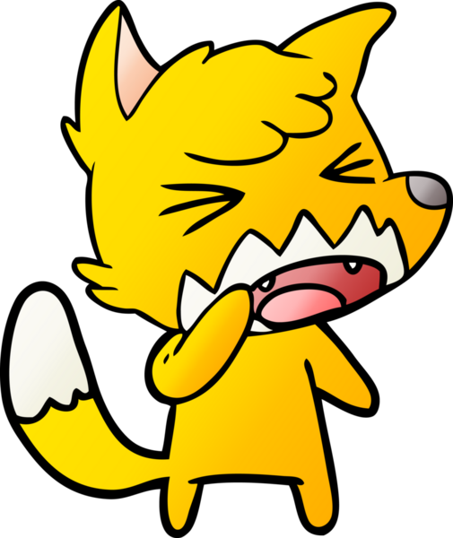 Bir insan tarafından çizilmiş tilki çizgi film karakteri