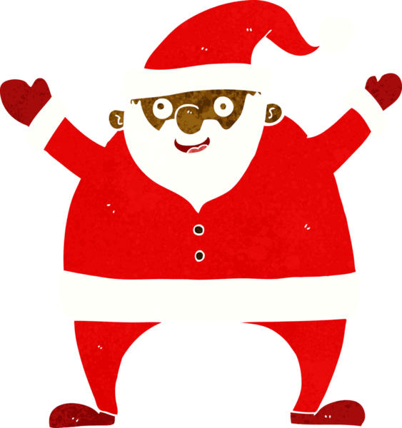 Bir insan tarafından çizilmiş Noel Baba çizgi filmi.