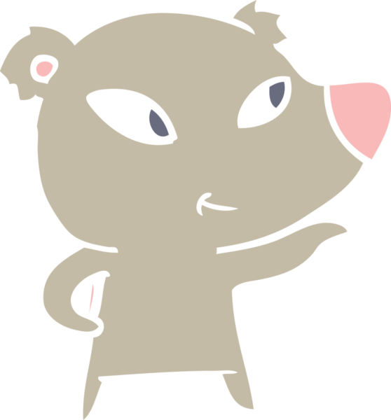 Bir insan tarafından çizilmiş şirin düz renkli çizgi film ayısı.