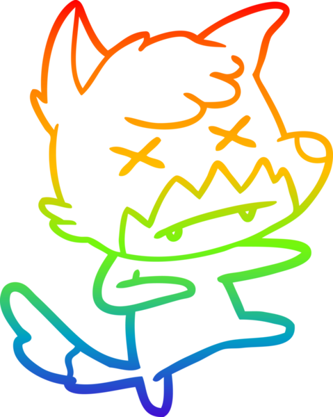 Gökkuşağı gradyan çizgi çizimi Bir insan tarafından çizilmiş ölü tilki