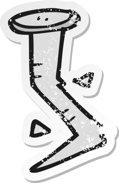 Bir insan tarafından çizilmiş bir çivinin gerilmiş çıkartması.