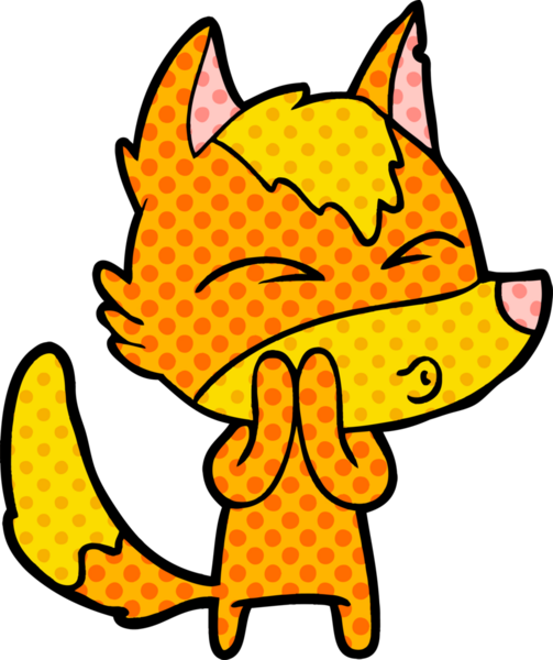 Bir insan tarafından çizilmiş tilki çizgi film karakteri