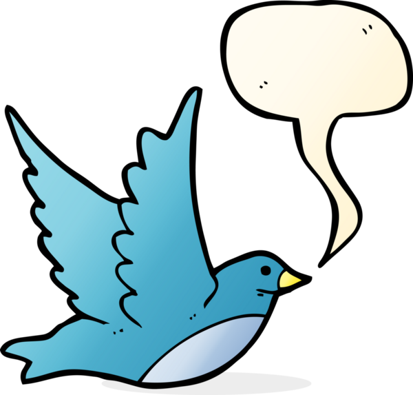 Bir insan tarafından çizilmiş konuşma balonlu uçan kuş.