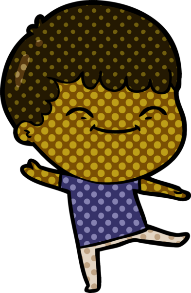 Bir insan tarafından çizilmiş mutlu çocuk çizgi filmi.