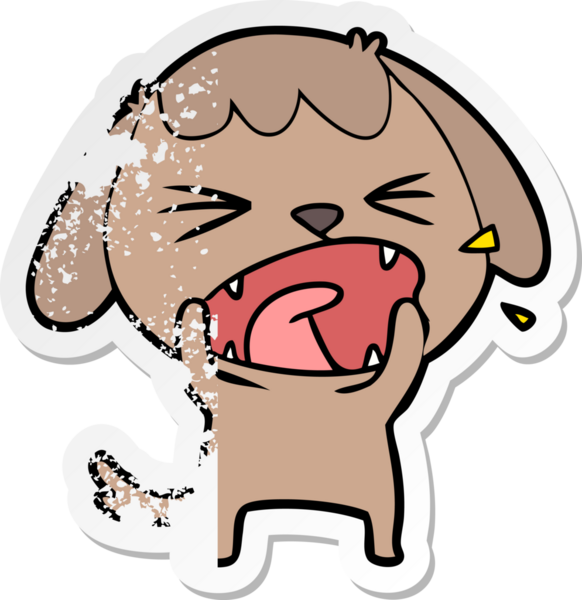 Bir insan tarafından çizilmiş şirin bir köpeğin sıkıntılı çıkartması.