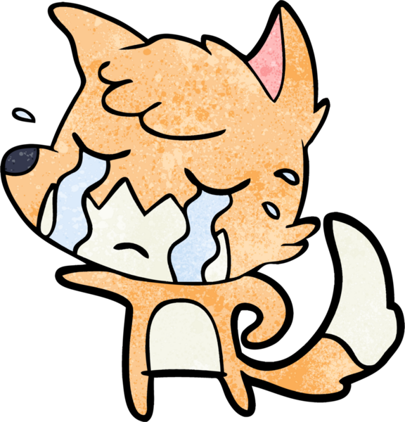 Bir insan tarafından çizilmiş ağlayan tilki çizgi filmi.