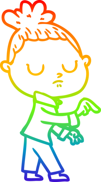 Gökkuşağı gradyan çizgi çizimi bir insan tarafından çizilmiş sakin bir kadın