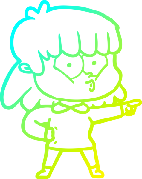 Bir insan tarafından çizilen ıslık çalan bir kızın soğuk gradyan çizgisi.