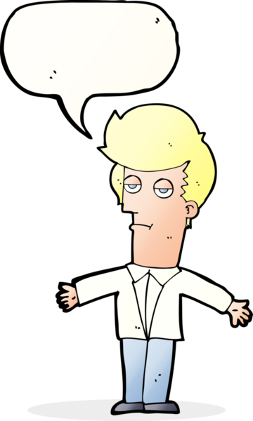 Bir insan tarafından çizilmiş konuşma balonuyla sıkılmış bir adam.