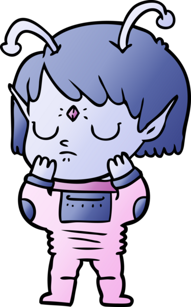 Bir insan tarafından çizilmiş uzaylı kız.