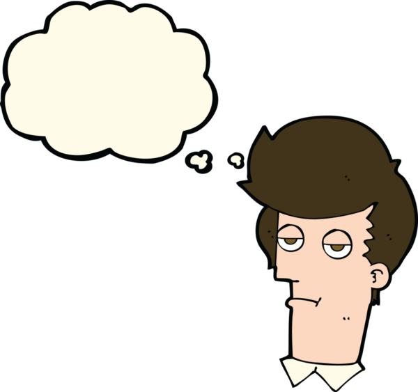 Bir insan tarafından çizilen düşünce baloncuğu ile sıkılmış adam çizgi filmi